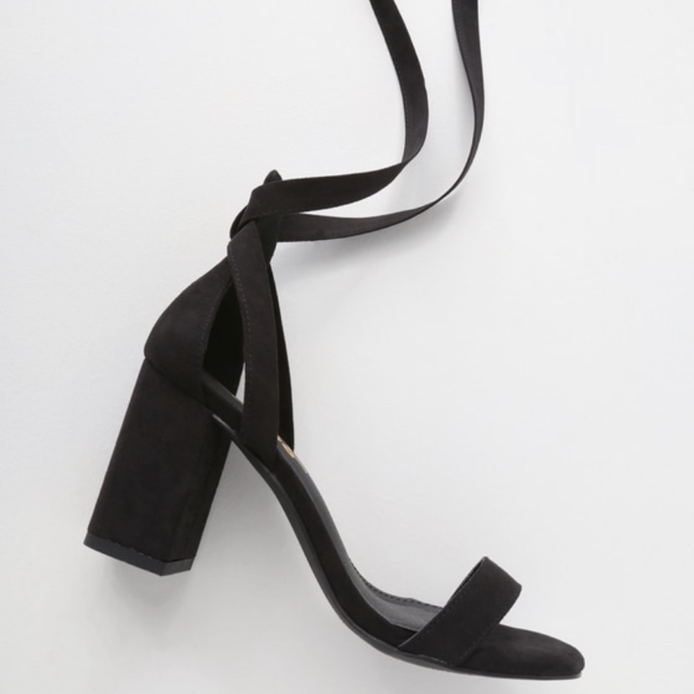 Airie black suede lace up heels